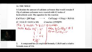 KCSE QUESTIONS AND ANSWERSTHE MOLECalculate the amount of calcium carbonate [upl. by Aihtenak]