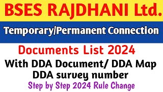 BSES New Connection Apply Online 2024 Document list With DDA Map  BSES Meter Process  2024 [upl. by Close]