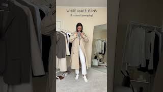 6 WAYS TO STYLE WHITE ANKLE JEANS  STYLING SPRING STAPLES 2023 shorts [upl. by Sura]