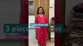 3 piece Kurti set bhagicollections kurti kurtis pinkdress dresses freeshipping partywear [upl. by Zeba]