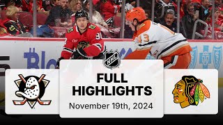 NHL Highlights  Ducks vs Blackhawks  November 19 2024 [upl. by Yorke]