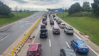 Flooding impacting access to McNamara Terminal at Detroit Metro Airport [upl. by Nemsaj]