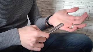 How to quickly palm strop straight razor   stropping on jeans [upl. by Ibor987]