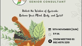 Ayurveda Masterclass with Dr Sharika Menon [upl. by Dranoel582]