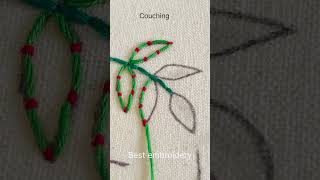 Embroidery leaf using couching stitch [upl. by Eniamsaj]