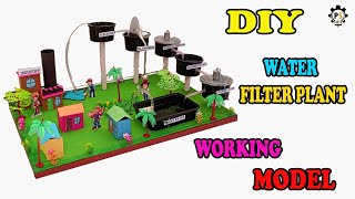 DIY WORKING MODEL OF WATER FILTER PLANT  SEWAGE TREATMENT PLANT  PROJECT SOLUTION DIY [upl. by Kevina]