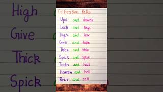 Collocation pairs words collocations collocationsinenglish collocation english shorts [upl. by Alliuqat]