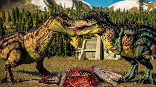 Tarbosaurus vs Indominus Rex Carnotaurus Indoraptor Acrocanthosaurus  Jurassic World Evolution 2 [upl. by Rezzani905]