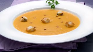 Receta de crema de zanahoria con costrones de pan y pipas  Karlos Arguiñano [upl. by Nalon]