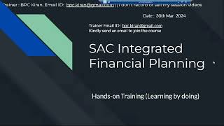 S4HANA Financial Planning Demo  30th March 2024 [upl. by Conover]