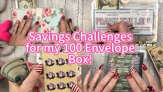 UNSTUFFING MY MONTHLY SAVINGS CHALLENGES for my 100 ENVELOPE CHALLENGE BOX CASH BUDGETING [upl. by Etolas]