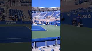 Stefanos Tsitsipas practice round with Feliz Auger on Grandstand court • Day 2 US Open 2024 New York [upl. by Halimeda740]