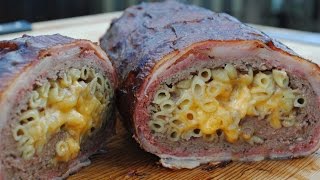 Macaroni and Cheese Stuffed Bacon Weave Wrapped Smoked Meatloaf [upl. by Eniamat219]