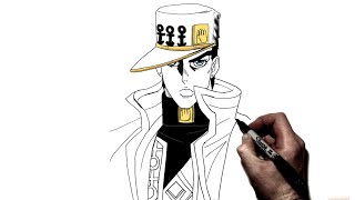 How to Draw Jotaro Part 4 Step By Step  JoJos Bizarre Adventure [upl. by Dadirac141]