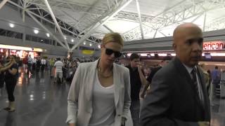 Charlize Theron Arriving NYC Ignoring Fans amp And Showing Mean Faces [upl. by Aehsan474]