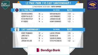 Le Page Park 1 v East Sandringham 1 [upl. by Gastineau]