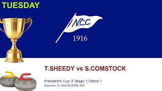 🥌 NCC Presidents Cup T Stage 1 Sheet 1  TSHEEDY vs SCOMSTOCK [upl. by Bodi]