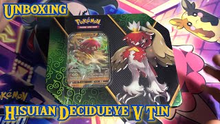 Pokemon TCG Hisuian Decidueye Tin Unboxing [upl. by Barcus]