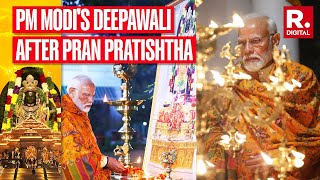 Watch PM Modi Lights Up Ram Jyoti To Celebrate Deepotsav After Ram Mandir Pran Pratishtha [upl. by Roban]