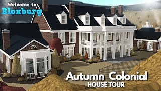 BLOXBURG BIG COLONIAL AUTUMN MANSION W GUEST HOUSE CINEMA  ROBLOX HOUSE BUILD TOUR [upl. by Klayman]