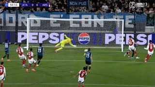 🔥🧱 Arsenals David Raya penalty save vs Atalanta  Mateo Retegui penalty miss vs Arsenal  UCL [upl. by Sukramal]