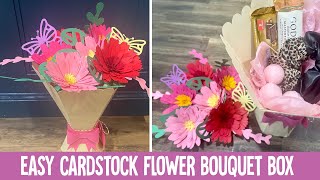 EASY Cardstock Flower Bouquet Gift Box Made With My Cricut  Vase and Flower Tutorial [upl. by Asiar349]