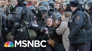 Police Arrest AntiPutin Protesters In Russia  MSNBC [upl. by Else]