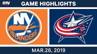 NHL Game Highlights  Islanders vs Blue Jackets – March 26 2019 [upl. by Seyler]