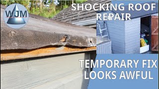 EASY ROOF REPAIR ON DAMAGED SHED ROOF – QUICK FIX TO LOOSE FELT [upl. by Eltotsira]