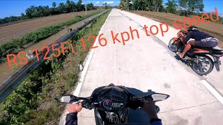 RS 125 FI vs Sniper 150 126 kph RS 125FI Top Speed All Stock [upl. by Adner]