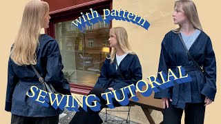 Sewing Tutorial Denim Kimono Jacket with digital pattern [upl. by Gettings]