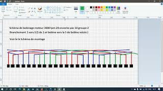 schéma bobinage moteur 3000 tpm 24 encoche بوبيناج محرك 3000 دور في الدقيقة 24 مجرى [upl. by Cirdet425]