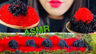 ASMR RED BLACK FLYING FISH ROES SEA GRAPES 빨강 검정 날치알 [upl. by Laurena195]