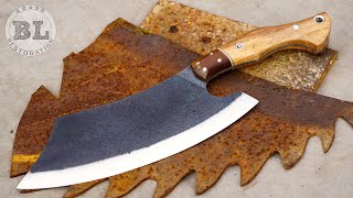 Making a large kitchen knife from an Old Saw Blade [upl. by Gile]