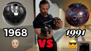 Vintage RUBBER Bowling Ball 1968 VS Vintage REACTIVE Bowling Ball 1991 [upl. by Eigram]