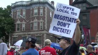 Scenes from protest against pension and benefit reform outside Statehouse in Trenton [upl. by Welcome]