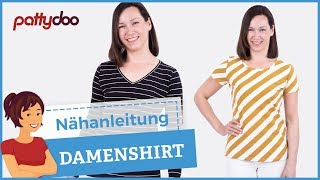 Shirt selber nähen  Rollkragen VAusschnitt Puffärmel Bündchen [upl. by Arretahs859]