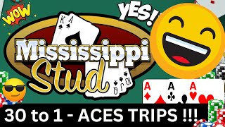 30 to 1 Aces TRIPS  Mississippi Stud Poker [upl. by Christoph]