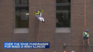 Southpaw joins dozens in repelling off Hyatt Regency in Chicagos Loop for MakeaWish [upl. by Ferdy991]