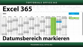 Datumsbereich im Kalender farbig markieren  Excel 365 Tutorial [upl. by Anselme]