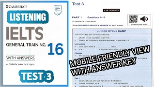 Cambridge 16 Test 3 IELTS Listening Test  IELTS Listening Practice Test Cambridge 16 Pawan Juneja [upl. by Meehaf240]