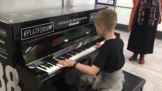 Amazing street pianist and School of Rock drummer perform ChildrenInsomnia at London train station [upl. by Findley175]