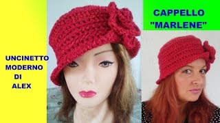 CAPPELLO UNCINETTO quotMARLENEquot EFFETTO RIGATO TUTORIAL ALEX CROCHET [upl. by Kenleigh]