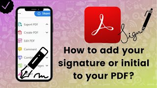 How to add your signature or initial to your PDF on Adobe Acrobat Reader [upl. by Tamara180]