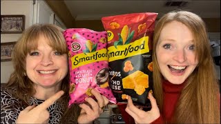 SMARTFOOD POPCORN NEW FLAVORS CHOCOLATE GLAZED DONUT AND NACHO CHEESE DORITOS [upl. by Aevin]