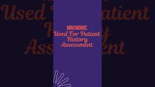 MNEMONIC Used For Patient History Assessment like nursingmcq subscribe mnemonictechniques share [upl. by Norej468]