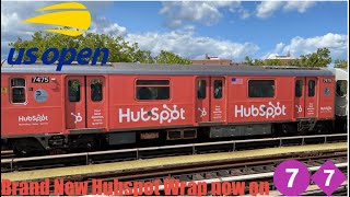 NYC Subway R188 Hubspot Wrap for the US Open arrives on the 7 Line 8312024 [upl. by Boorer642]