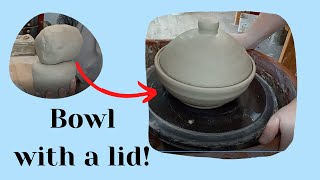 How to make a pottery bowl with a lid throwing pottery [upl. by Aryc203]