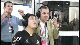 BBC F1 2011 Rowan Atkinsons reaction on HamiltonMassa crash [upl. by Lovel]