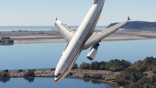 very dangerous landing airbus a310 plane at San Diego Intl airport [upl. by Lerrad]